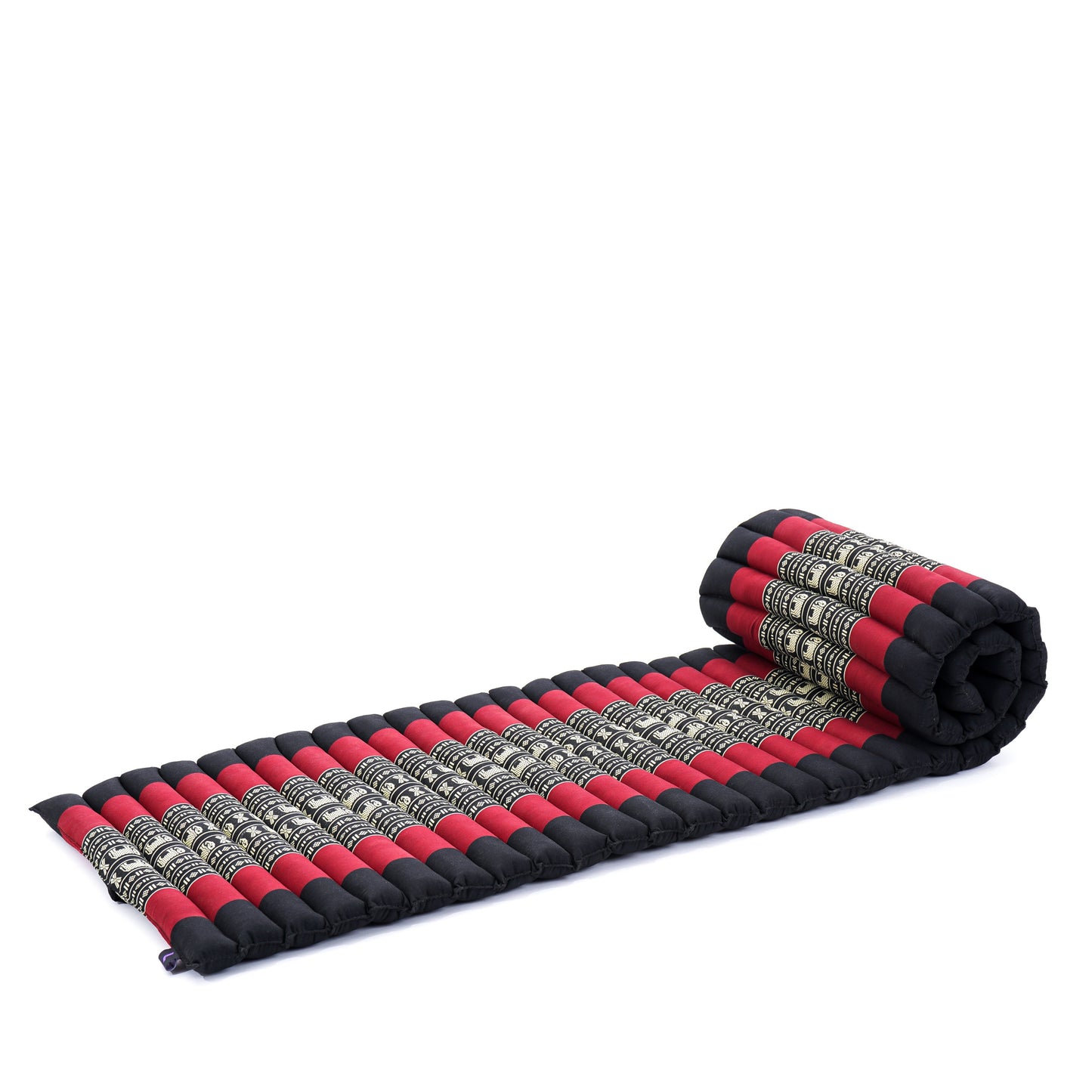 Kapok Roll-Up Mattress – Foldable Sleeping & Relax Mat with Cotton Cover for Home & Outdoor Use, Sf13 - Red, Black