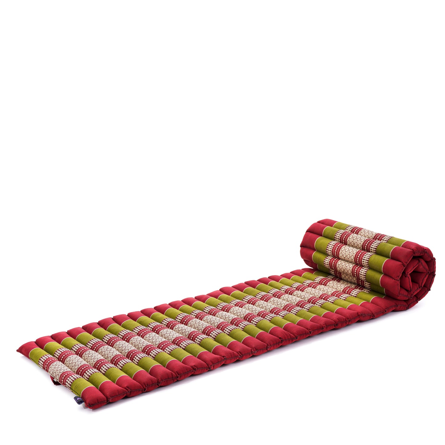Kapok Roll-Up Mattress – Foldable Sleeping & Relax Mat with Cotton Cover for Home & Outdoor Use, Sf11 - Red, Green
