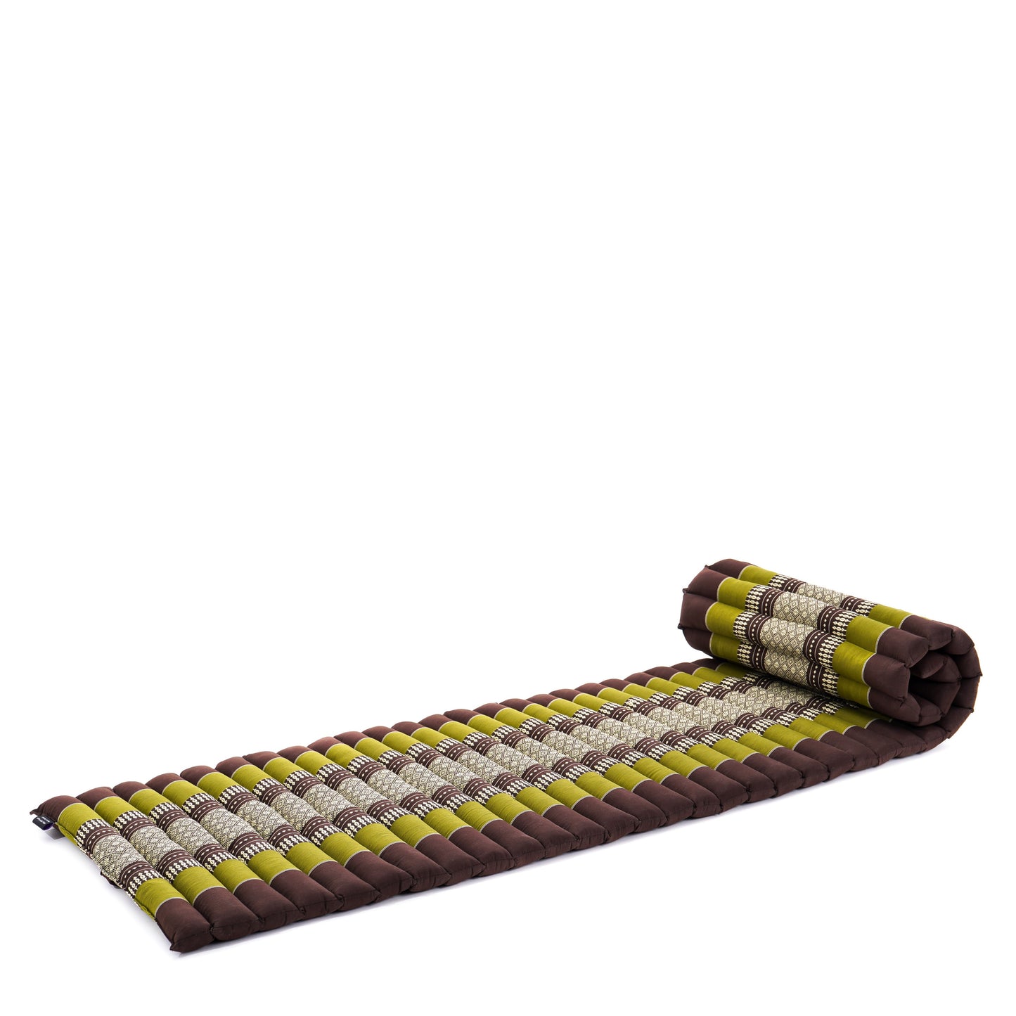 Kapok Roll-Up Mattress – Foldable Sleeping & Relax Mat with Cotton Cover for Home & Outdoor Use, Sf20 - Brown, Green
