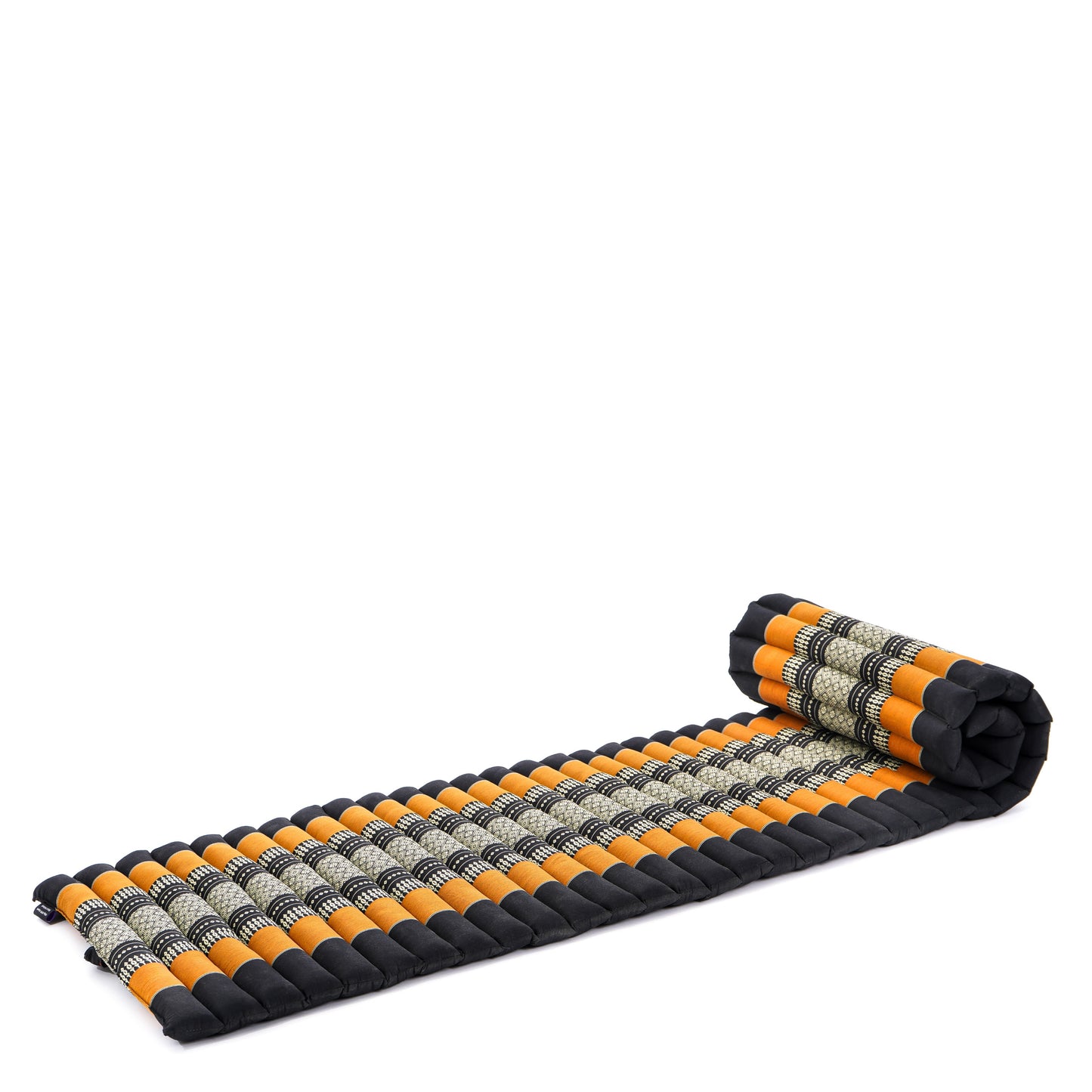 Kapok Roll-Up Mattress – Foldable Sleeping & Relax Mat with Cotton Cover for Home & Outdoor Use, Sf03 - Black, Orange