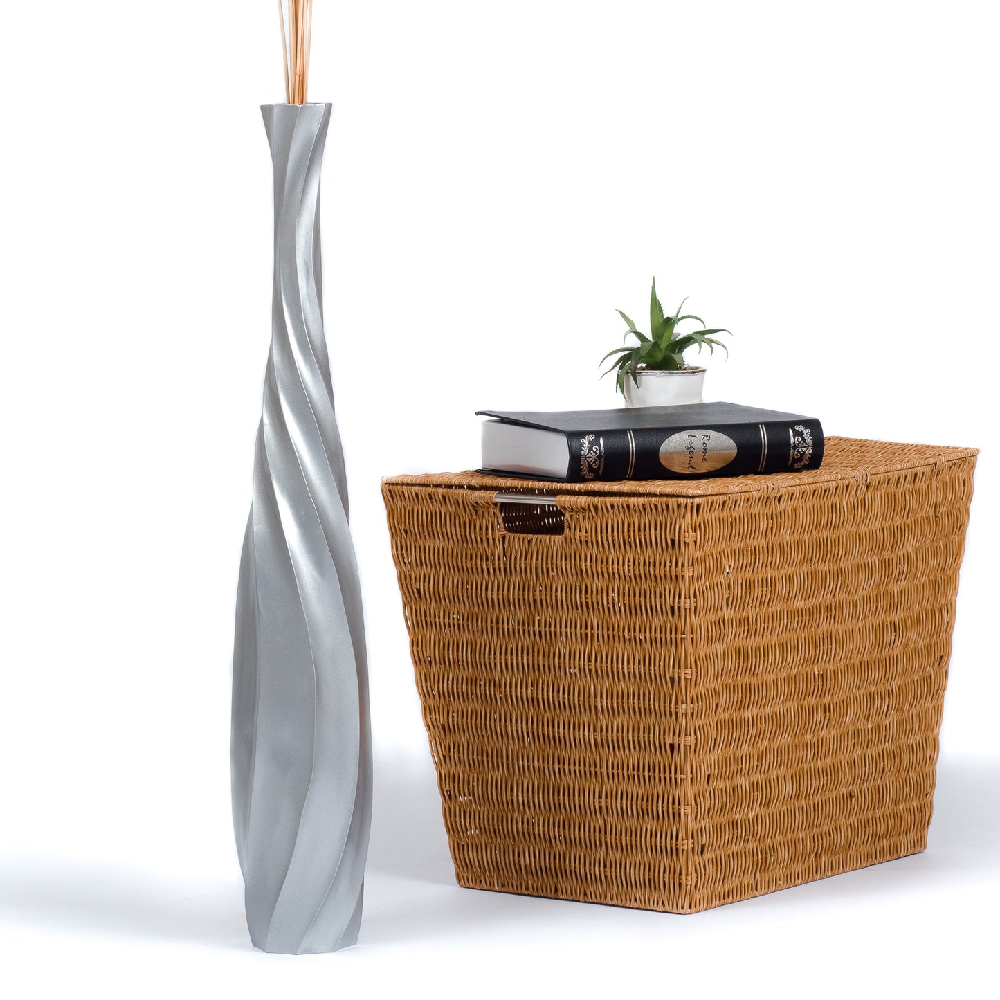 Large Mango Wood Floor Vase – Handcrafted Decorative Highlight from Thailand, 65 cm