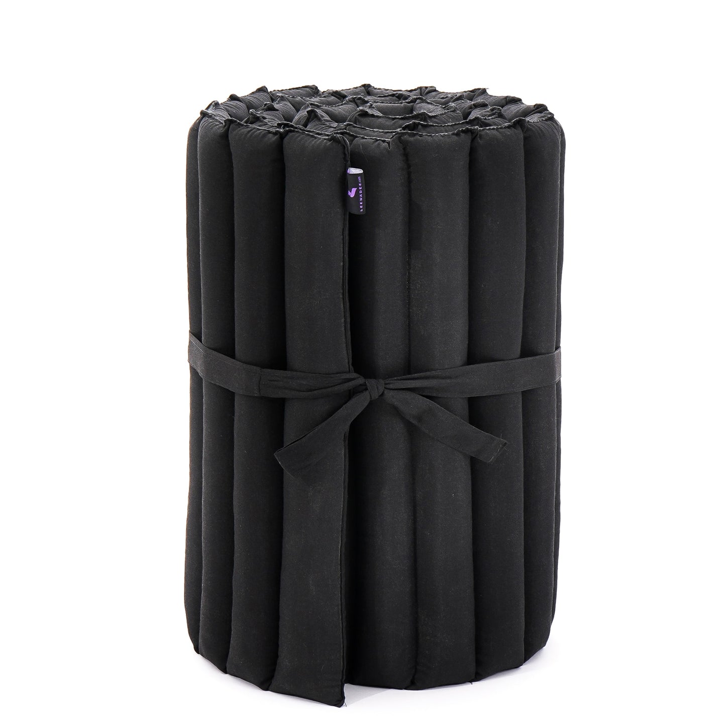 Kapok Roll-Up Mattress – Foldable Sleeping & Relax Mat with Cotton Cover for Home & Outdoor Use, Cl02 - Black
