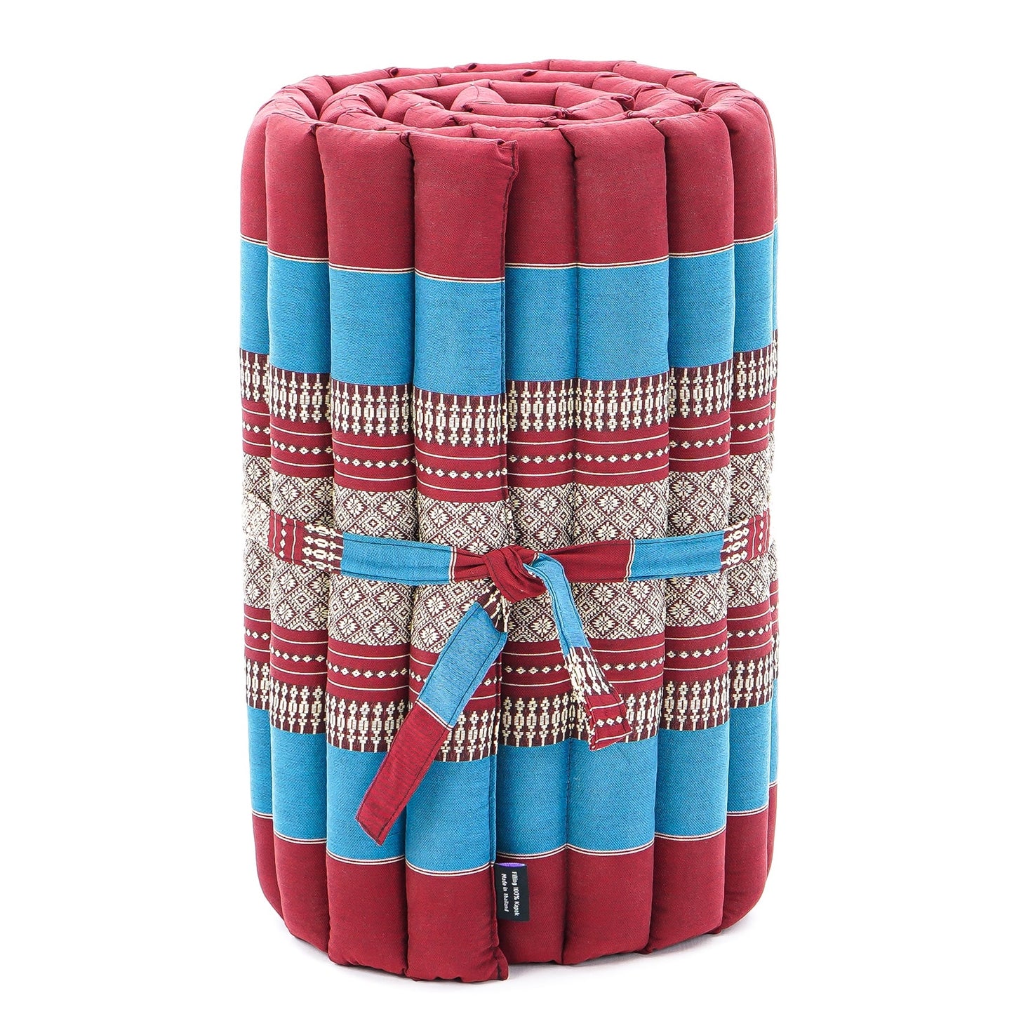 Kapok Roll-Up Mattress – Foldable Sleeping & Relax Mat with Cotton Cover for Home & Outdoor Use, Sf27 - Blue, Red