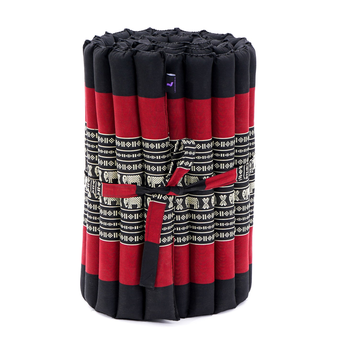 Kapok Roll-Up Mattress – Foldable Sleeping & Relax Mat with Cotton Cover for Home & Outdoor Use, Sf13 - Red, Black