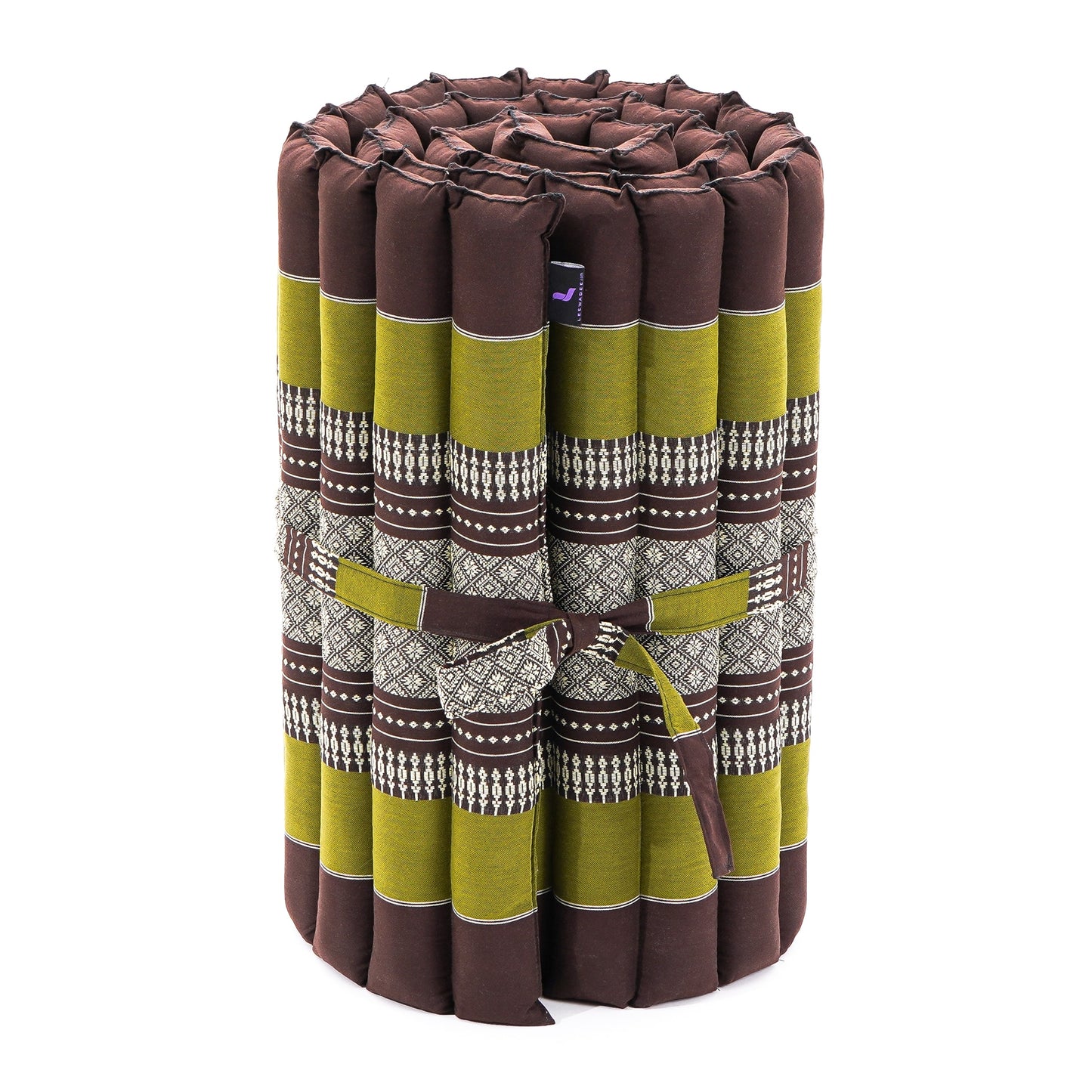 Kapok Roll-Up Mattress – Foldable Sleeping & Relax Mat with Cotton Cover for Home & Outdoor Use, Sf20 - Brown, Green