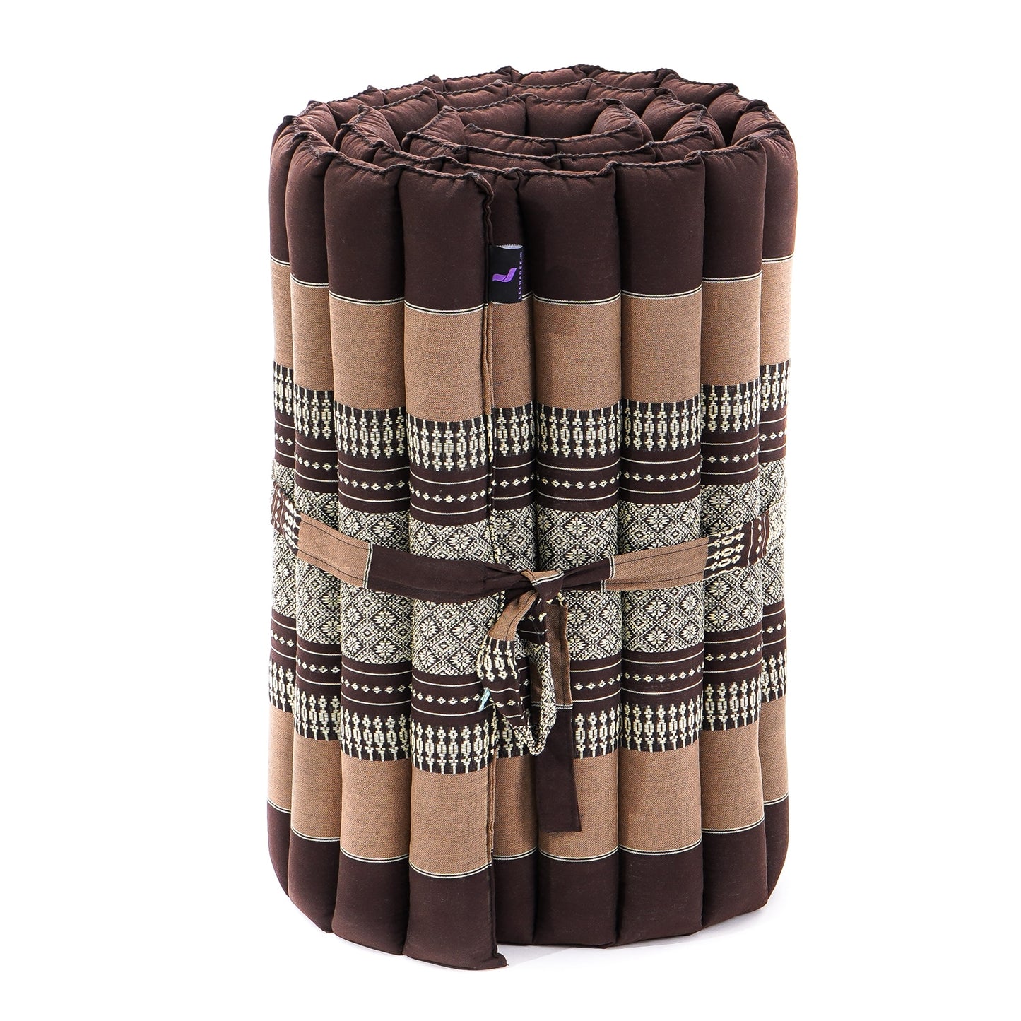 Kapok Roll-Up Mattress – Foldable Sleeping & Relax Mat with Cotton Cover for Home & Outdoor Use, Sf10 - Brown