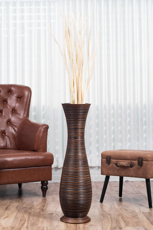 Large Mango Wood Floor Vase – Handcrafted Decorative Highlight from Thailand, 85 cm