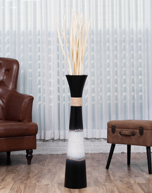 Large Mango Wood Floor Vase – Handcrafted Decorative Highlight from Thailand, 85 cm