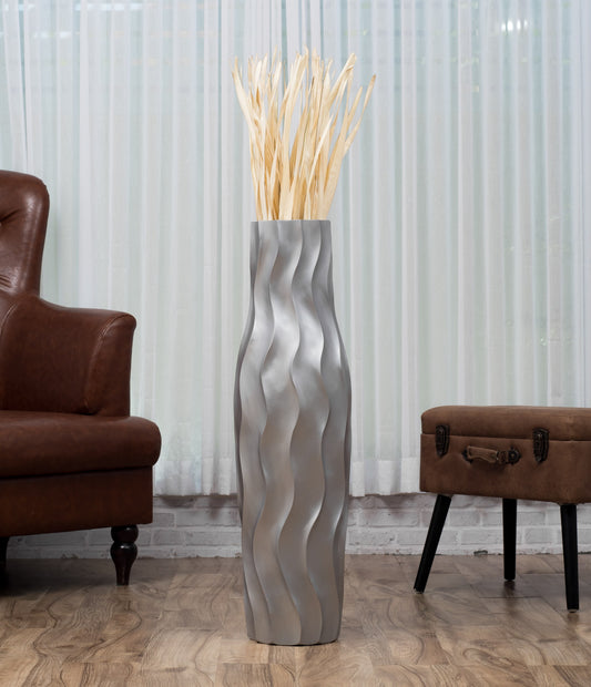 Large Mango Wood Floor Vase – Handcrafted Decorative Highlight from Thailand, 85 cm