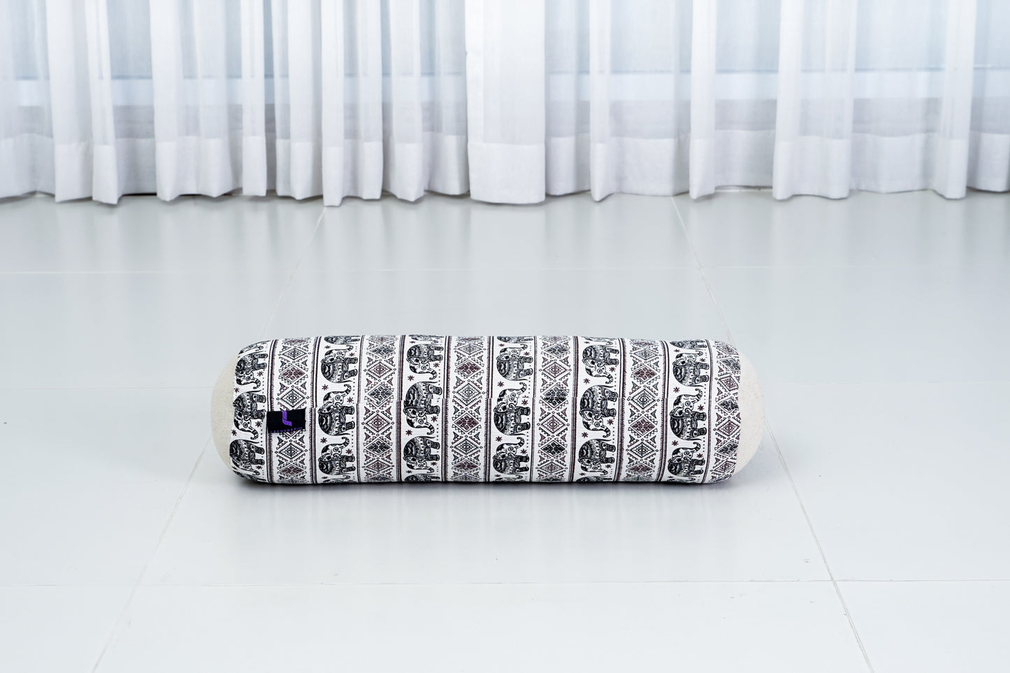 Yoga Roll Cushion – Compact Kapok Bolster & Meditation Pillow with Cotton Cover, El2 - Black