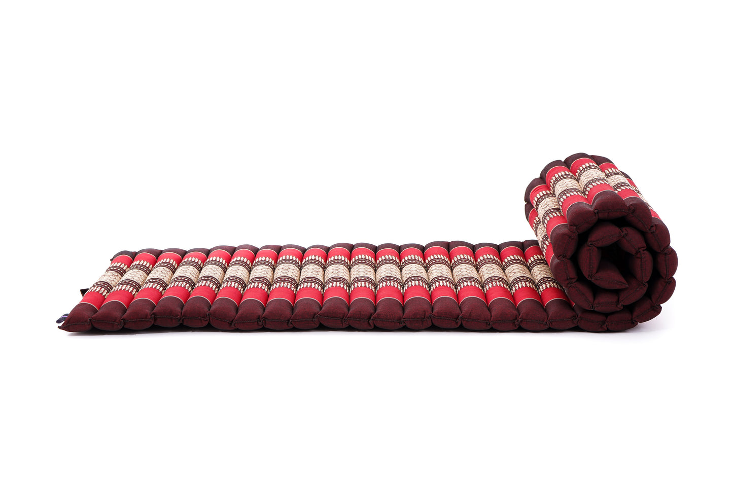 Kapok Roll-Up Mattress – Foldable Sleeping & Relax Mat with Cotton Cover for Home & Outdoor Use, Sf24 - Red, Brown
