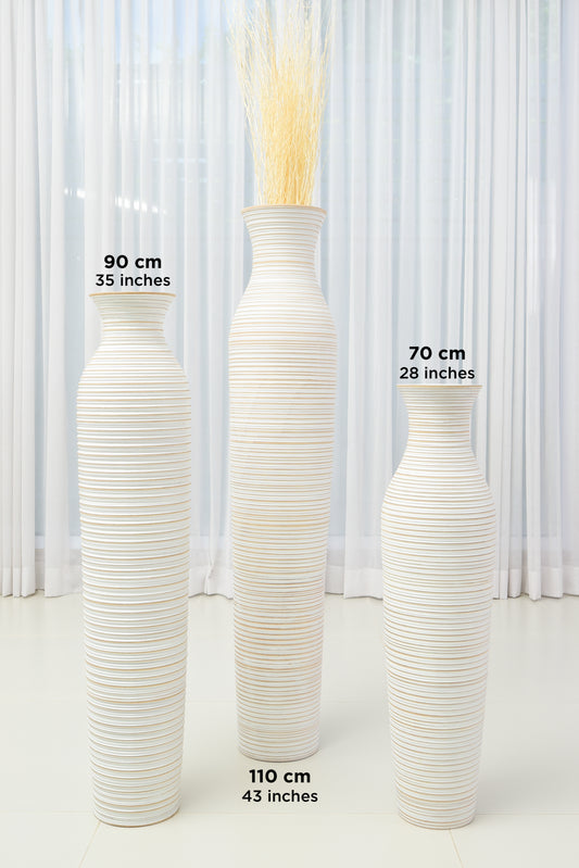 Large Mango Wood Floor Vase – Handcrafted Decorative Highlight from Thailand, 85 cm