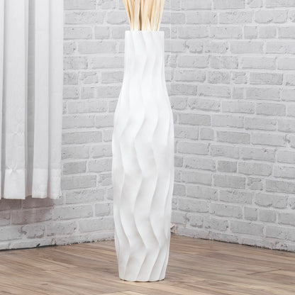 Large Mango Wood Floor Vase – Handcrafted Decorative Highlight from Thailand, 65 cm