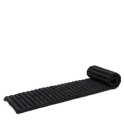 Kapok Roll-Up Mattress – Foldable Sleeping & Relax Mat with Cotton Cover for Home & Outdoor Use, Cl02 - Black