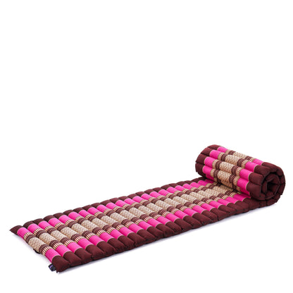 Kapok Roll-Up Mattress – Foldable Sleeping & Relax Mat with Cotton Cover for Home & Outdoor Use, Sf29 - Auburn, Pink