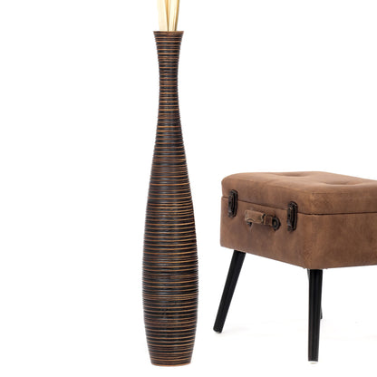 Large Mango Wood Floor Vase – Handcrafted Decorative Highlight from Thailand, 85 cm