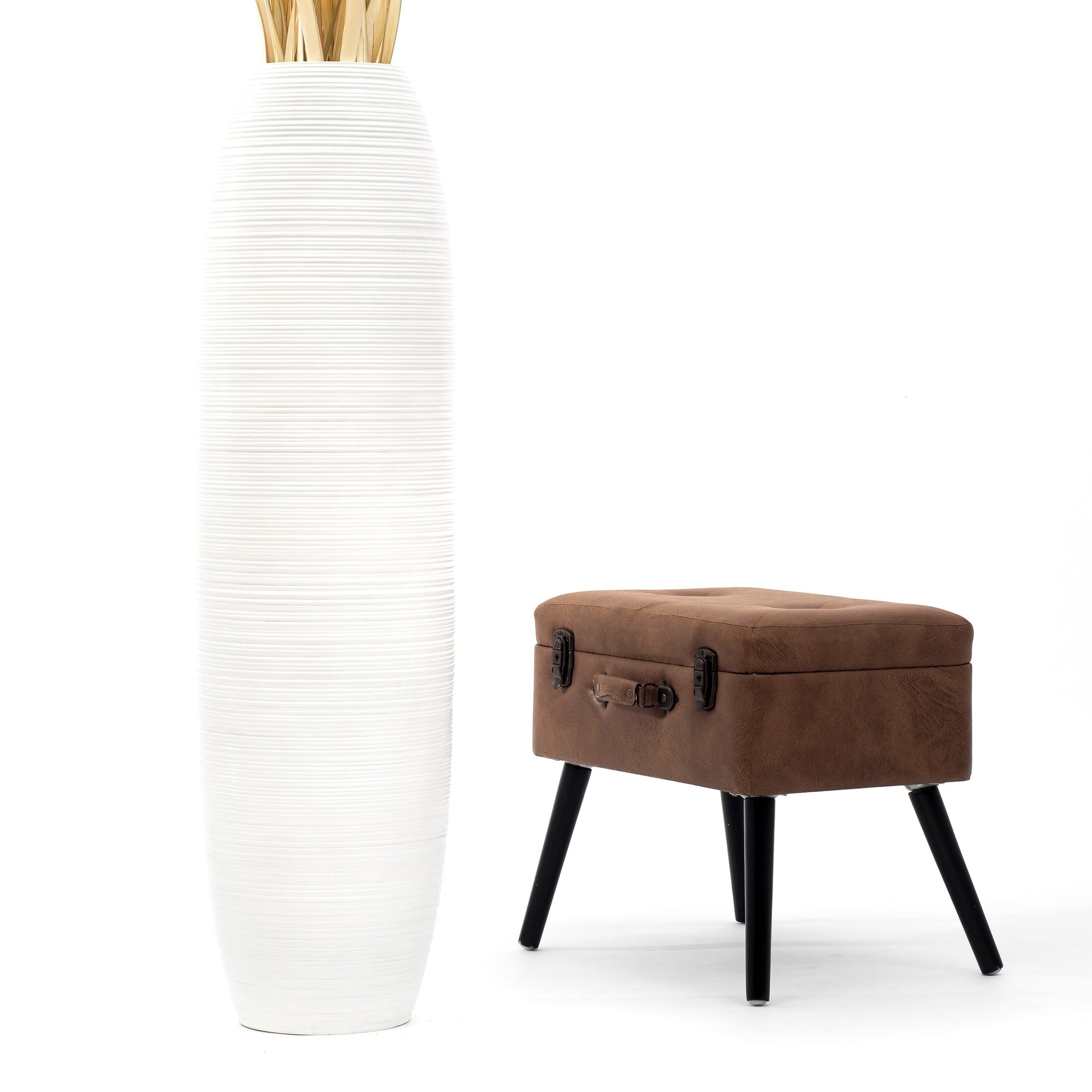 Large Mango Wood Floor Vase – Handcrafted Decorative Highlight from Thailand, 105 cm