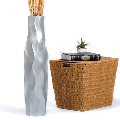 Large Mango Wood Floor Vase – Handcrafted Decorative Highlight from Thailand, 65 cm