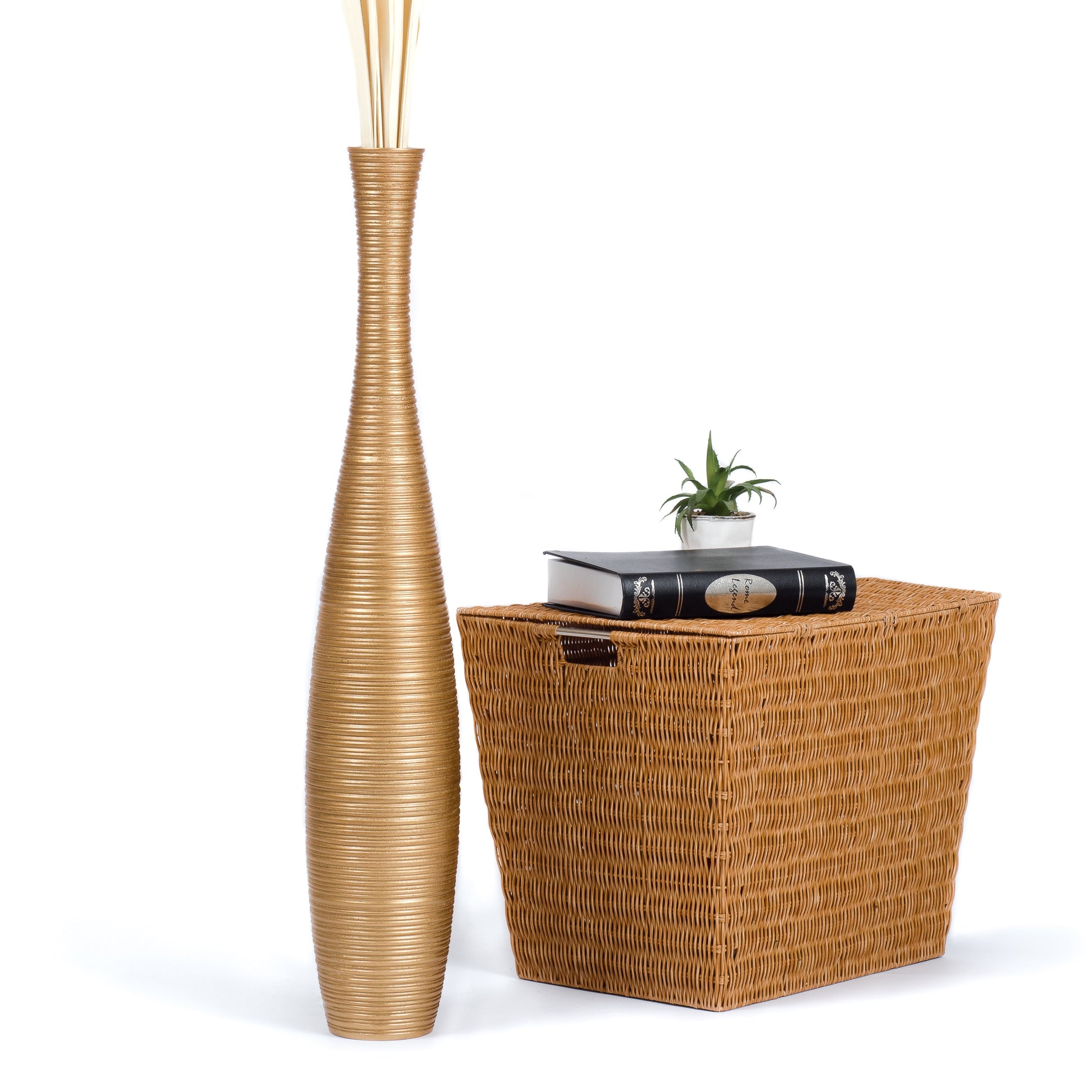Large Mango Wood Floor Vase – Handcrafted Decorative Highlight from Thailand, 85 cm