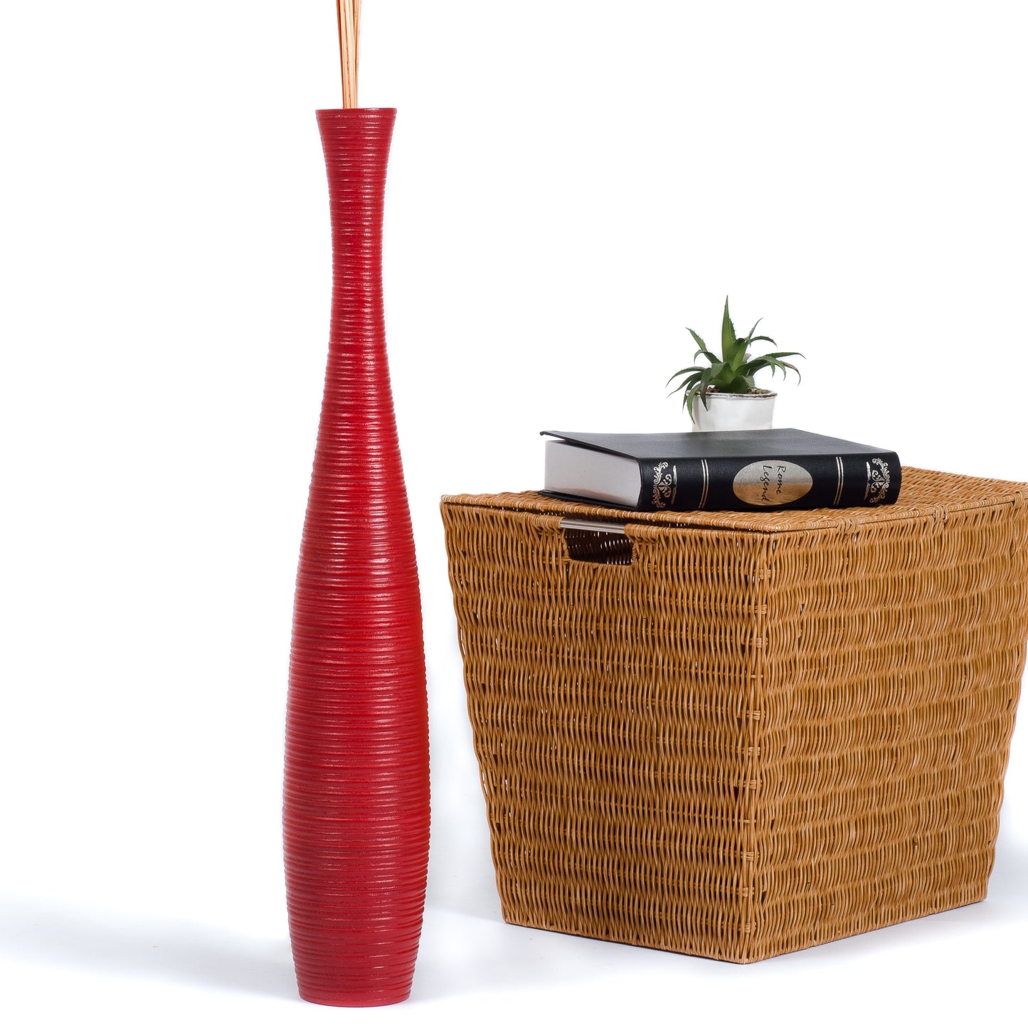 Large Mango Wood Floor Vase – Handcrafted Decorative Highlight from Thailand, 65 cm