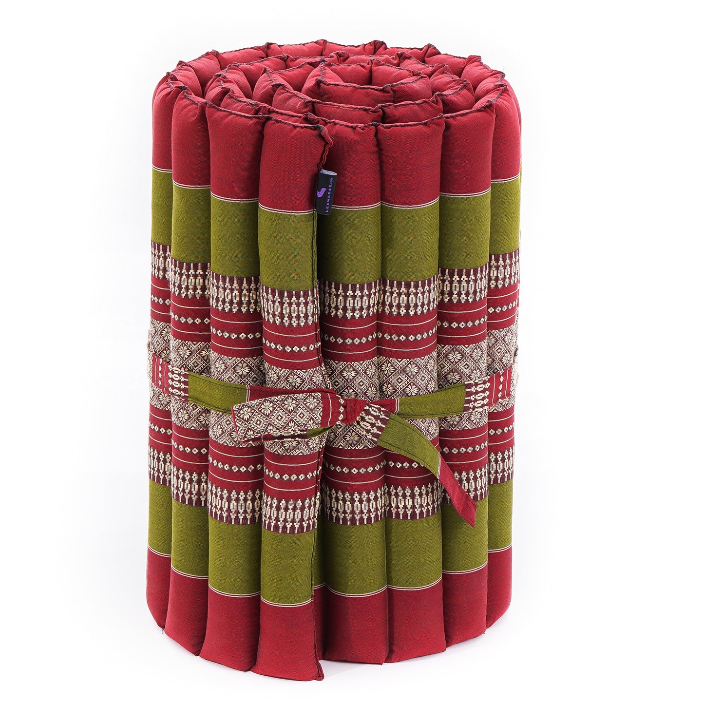 Kapok Roll-Up Mattress – Foldable Sleeping & Relax Mat with Cotton Cover for Home & Outdoor Use, Sf11 - Red, Green