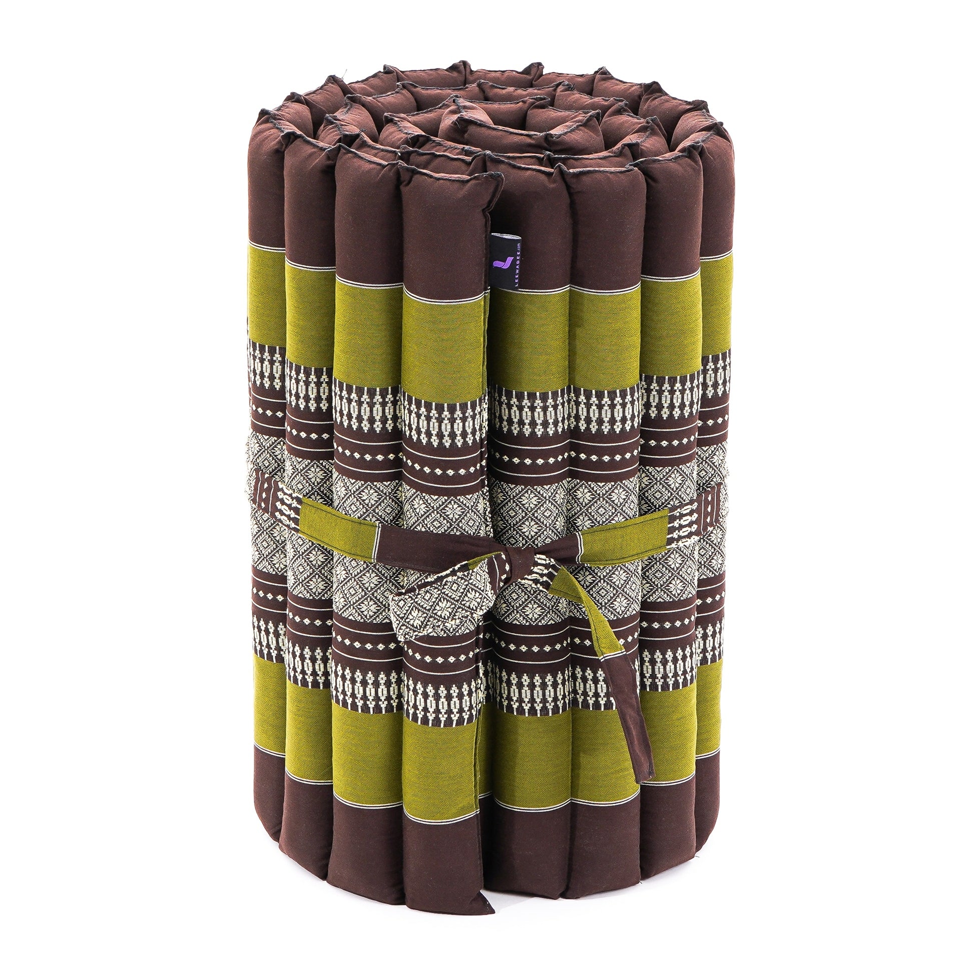 Kapok Roll-Up Mattress – Foldable Sleeping & Relax Mat with Cotton Cover for Home & Outdoor Use, Sf20 - Brown, Green