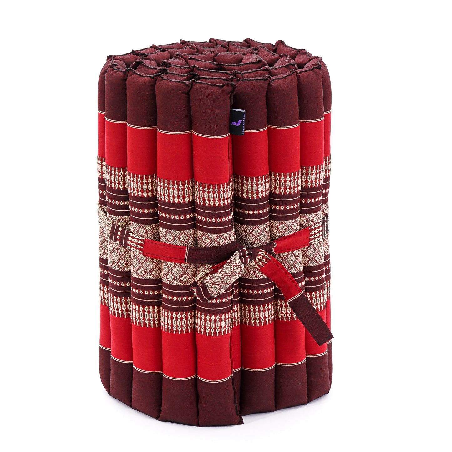 Kapok Roll-Up Mattress – Foldable Sleeping & Relax Mat with Cotton Cover for Home & Outdoor Use, Sf24 - Red, Brown