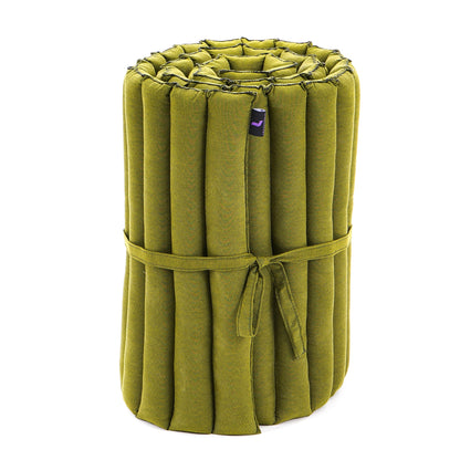 Kapok Roll-Up Mattress – Foldable Sleeping & Relax Mat with Cotton Cover for Home & Outdoor Use, Cl23 - Green