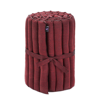 Kapok Roll-Up Mattress – Foldable Sleeping & Relax Mat with Cotton Cover for Home & Outdoor Use, Cl24 - Red