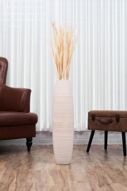 Large Mango Wood Floor Vase – Handcrafted Decorative Highlight from Thailand, 65 cm