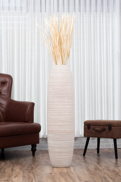 Large Mango Wood Floor Vase – Handcrafted Decorative Highlight from Thailand, 105 cm