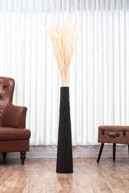 Large Mango Wood Floor Vase – Handcrafted Decorative Highlight from Thailand, 85 cm