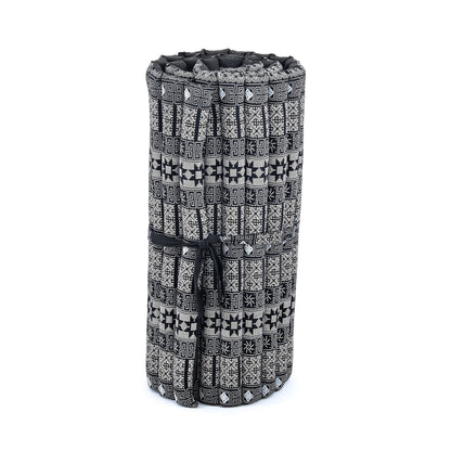 Kapok Roll-Up Mattress – Foldable Sleeping & Relax Mat with Cotton Cover for Home & Outdoor Use, Cbt4 - Black, M: 190x70 cm