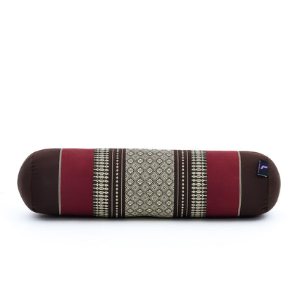 Yoga Roll Cushion – Compact Kapok Bolster & Meditation Pillow with Cotton Cover, Sf19 - Red, Brown