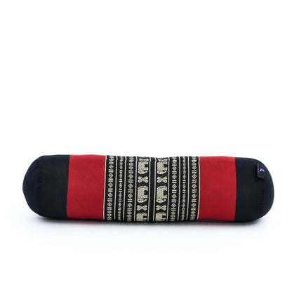 Yoga Roll Cushion – Compact Kapok Bolster & Meditation Pillow with Cotton Cover, Sf13 - Red, Black