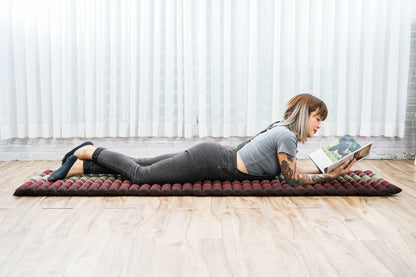 Kapok Roll-Up Mattress – Foldable Sleeping & Relax Mat with Cotton Cover for Home & Outdoor Use, Sf19 - Red, Brown