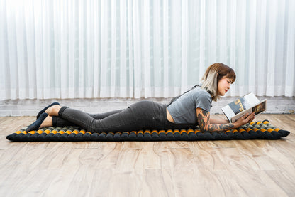 Kapok Roll-Up Mattress – Foldable Sleeping & Relax Mat with Cotton Cover for Home & Outdoor Use, Sf03 - Black, Orange