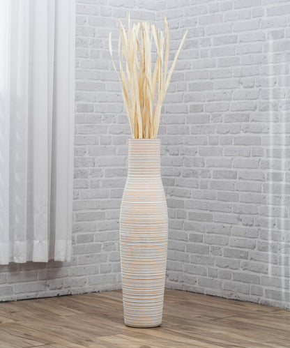 Large Mango Wood Floor Vase – Handcrafted Decorative Highlight from Thailand, 65 cm
