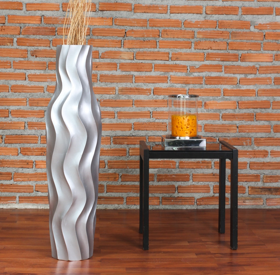 Large Mango Wood Floor Vase – Handcrafted Decorative Highlight from Thailand, 65 cm