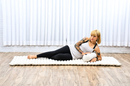 Yoga Roll Cushion – Compact Kapok Bolster & Meditation Pillow with Cotton Cover, Cl01 - Ecru