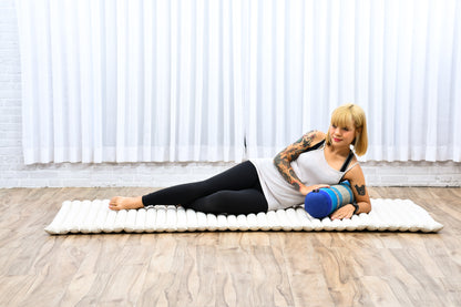 Yoga Roll Cushion – Compact Kapok Bolster & Meditation Pillow with Cotton Cover, Sf28 - Blue