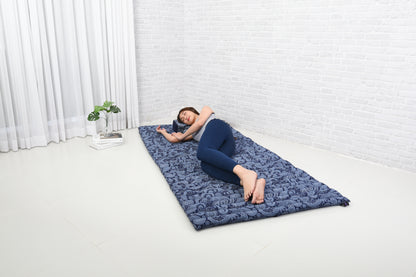 Kapok Roll-Up Mattress – Foldable Sleeping & Relax Mat with Cotton Cover for Home & Outdoor Use, Cbt1 - Blue, L: 190x100 cm