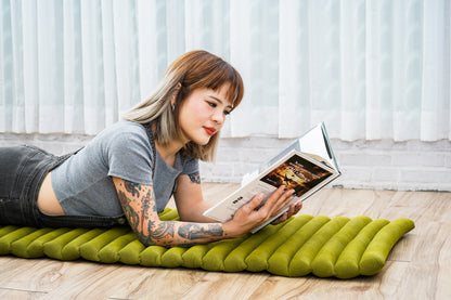 Kapok Roll-Up Mattress – Foldable Sleeping & Relax Mat with Cotton Cover for Home & Outdoor Use, Cl23 - Green