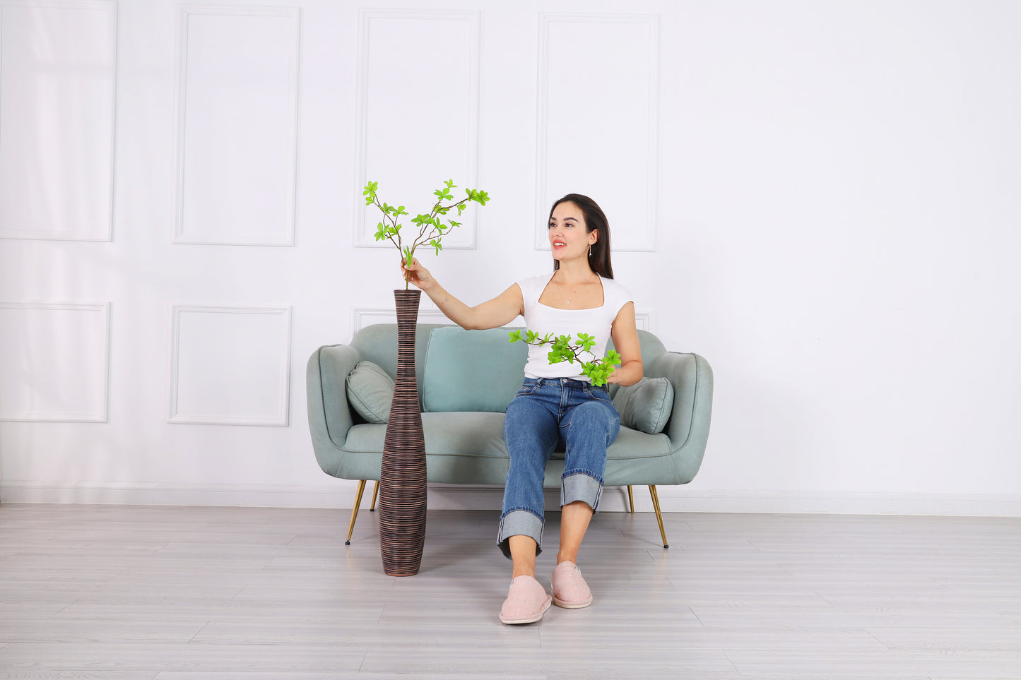 Large Resin Floor Vase – Stylish Waterproof Vase for Fresh & Dried Flowers, 85 cm