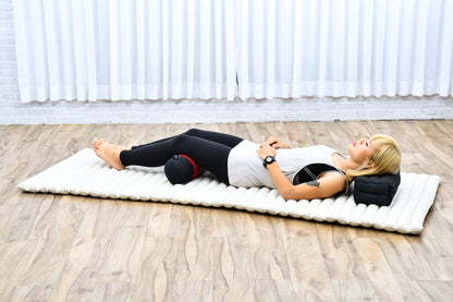 Yoga Roll Cushion – Compact Kapok Bolster & Meditation Pillow with Cotton Cover, Sf13 - Red, Black