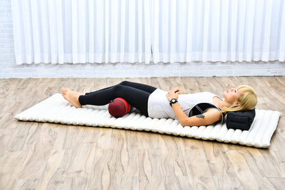 Yoga Roll Cushion – Compact Kapok Bolster & Meditation Pillow with Cotton Cover, Sf24 - Red, Brown