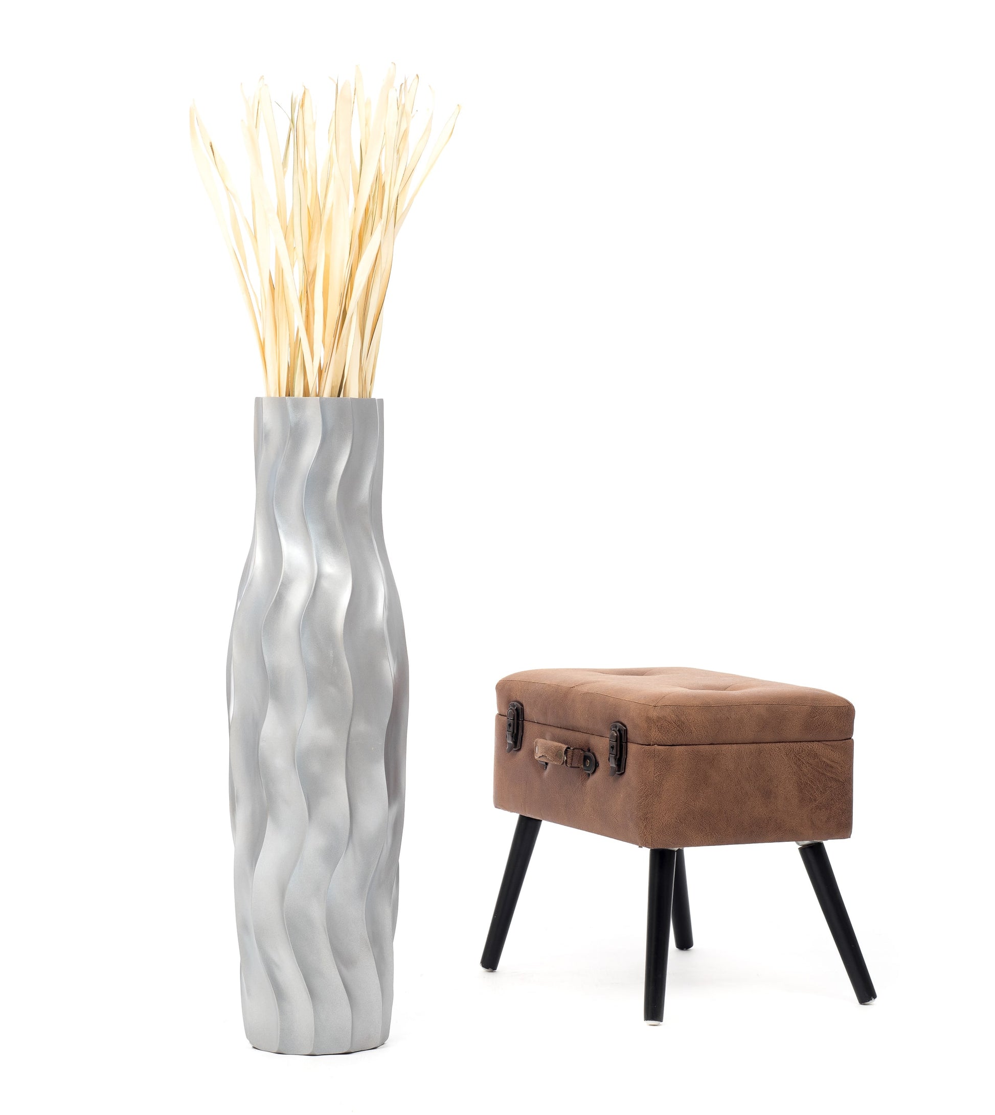 Large Mango Wood Floor Vase – Handcrafted Decorative Highlight from Thailand, 85 cm