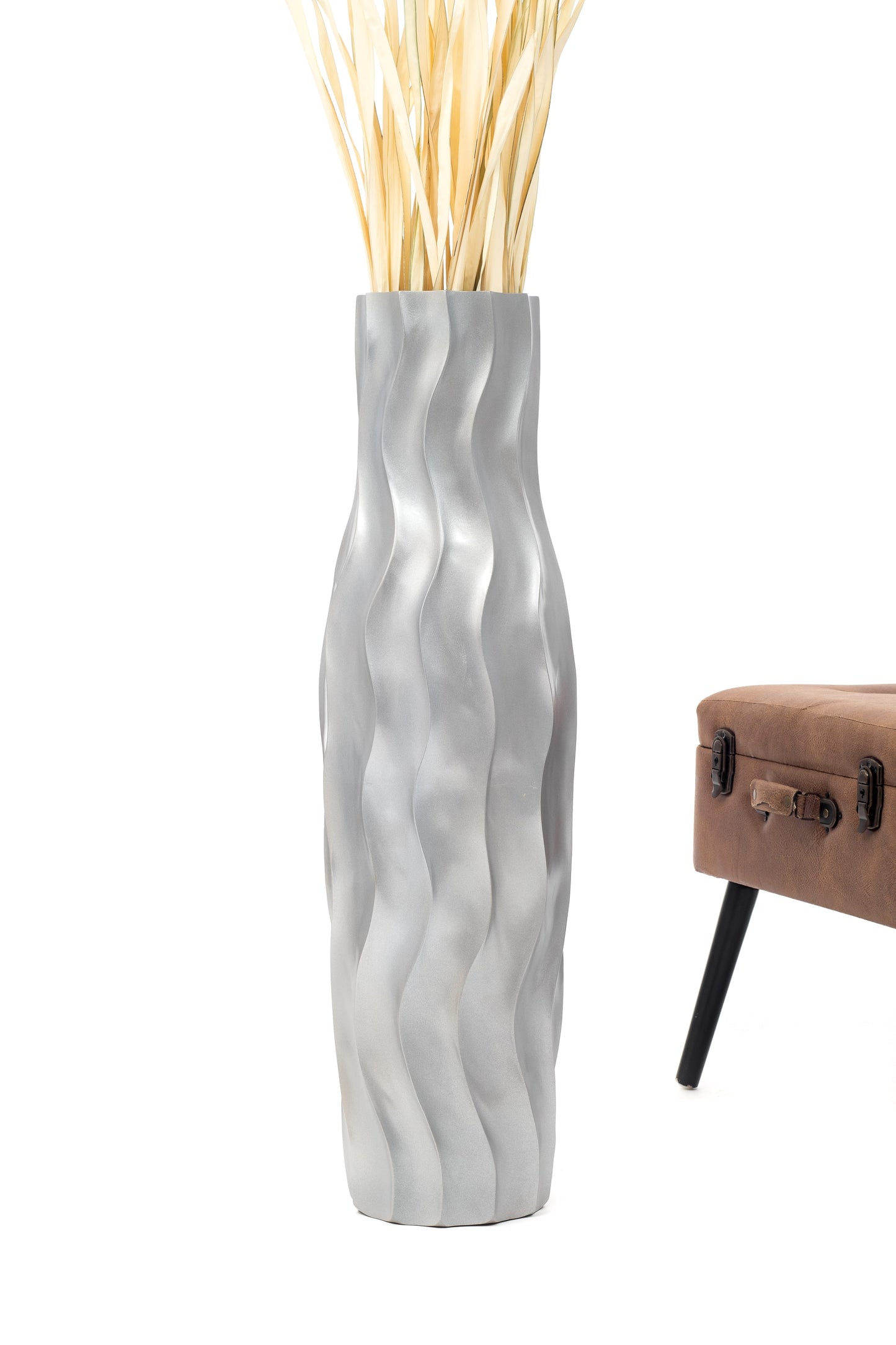 Large Mango Wood Floor Vase – Handcrafted Decorative Highlight from Thailand, 85 cm